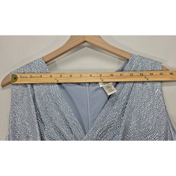 Cache Metallic Cocktail Dress Ruched Sleeveless Blue Silver Party Glam Fairy 14 - Picture 10 of 14